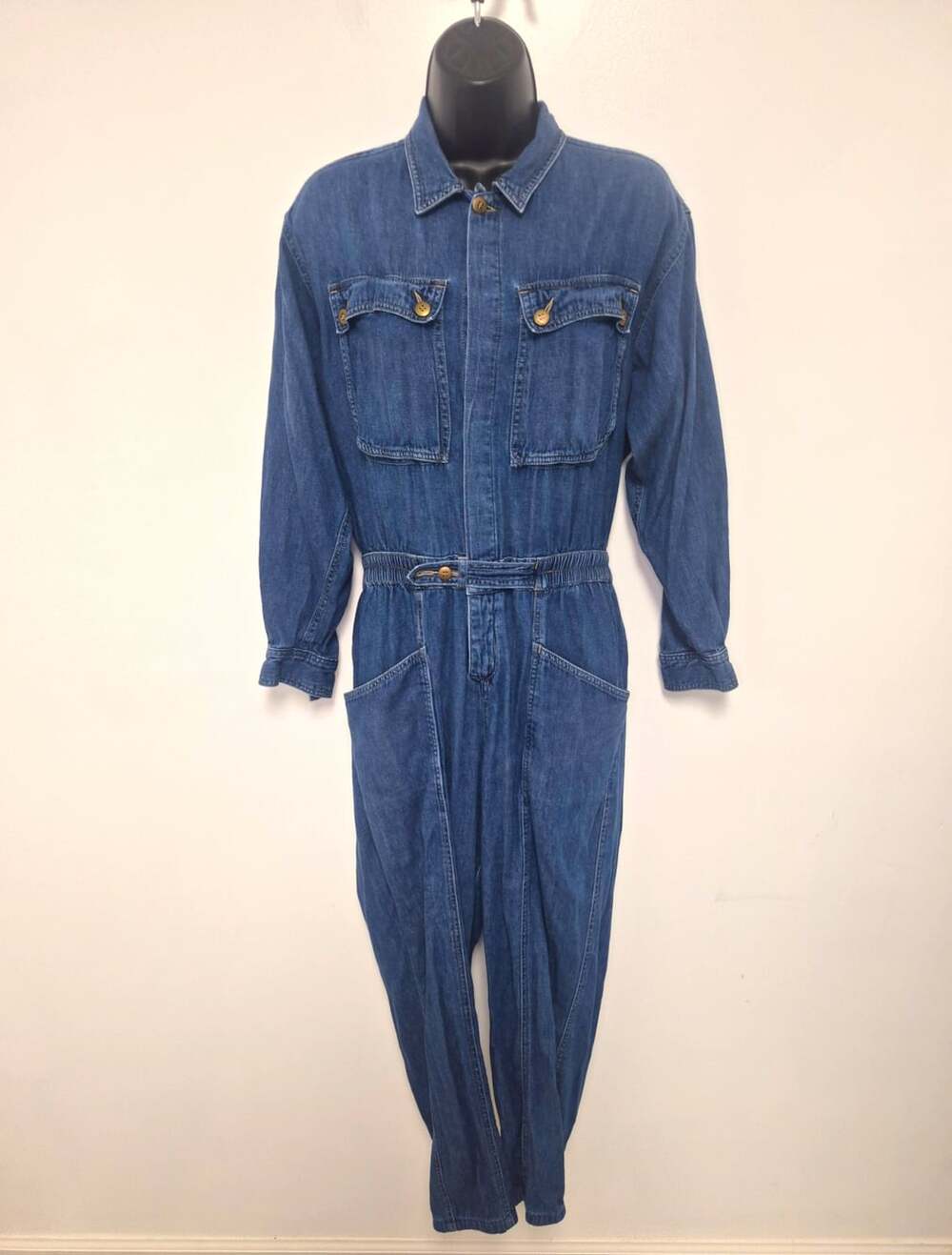 Vintage Liz Claiborne 100% Cotton Denim Long Coverall Jumpsuit sz 12P